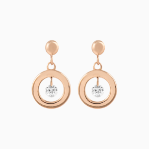 Boucles d'oreilles en or 18 carats et diamant solitaire princesse rose filles