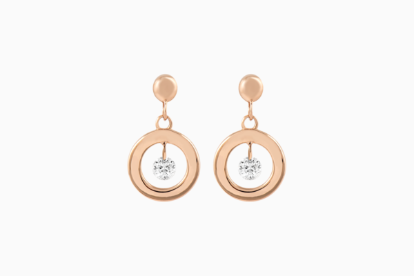 Boucles d'oreilles en or 18 carats et diamant solitaire princesse rose filles